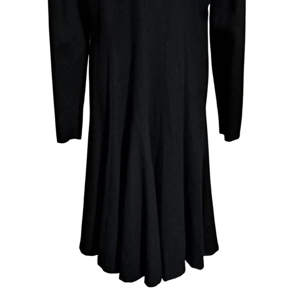 Vintage Anne Klein Wool Dress Womens Size 14 Glass Rivoli Buttons‎ Fit and Flare